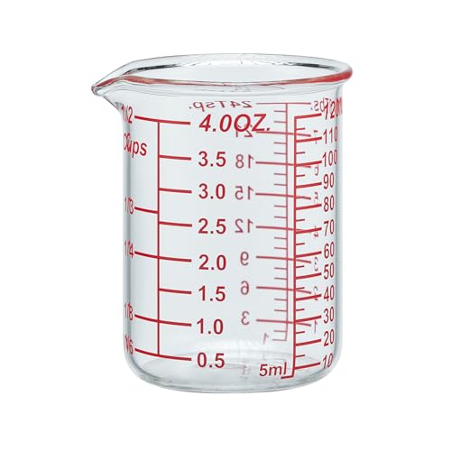 Ackers BORO3.3 4 oz/120 ml Glass Measuring Cup with V-Shaped Spout, 1 Count - size: 120 ML (4 Oz)-SINGLE