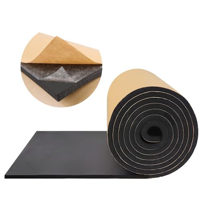FONUNO Neoprene Foam Padding with Adhesive Closed Cell Foam, Black | Self Adhesive Foam Sheets Neoprene Foam Roll Padding for Gaskets Liner Crafts DIY, 12" Wide x 59" Long x 1/2" Thick - color: Black, size: 12" Wide x 59" Long x 1/2" Thick