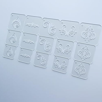 15 Pieces Acrylic Mandala Drawing Stencils, 3 Sizes 2.95/2.56/2.17 Inches with Metal Ring for Dot Art, Painting
