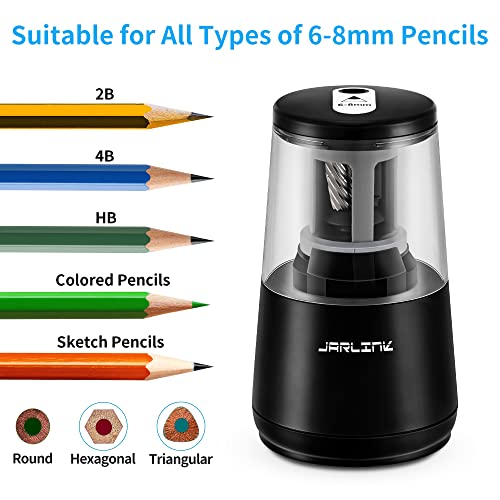 JARLINK Electric Pencil Sharpener, Heavy Duty Helical Blade, Auto Stop - color: Black