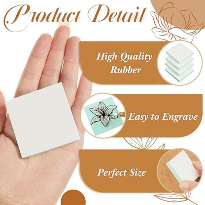 Frienda 24 Pcs 2" X 2" Rubber Carving Blocks Linoleum Blocks for Printmaking, Stamp Making, DIY Crafting, Scrapbook, Painting, Soft and Easy to Carve (White Green) | Easy to Carve, for Printmaking, Stamp Making, DIY Crafting, Scrapbook, Painting, Soft Lin