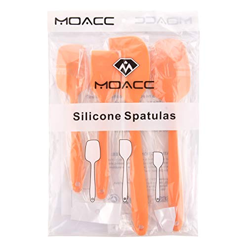 Silicone Spatulas Set, Rubber Spoon Spatula Heat Resistant Spoonula One Piece Design Seamless Spatula Non-Stick Scrapers Baking Mixing Tool (Orange Set) - color: Orange Set