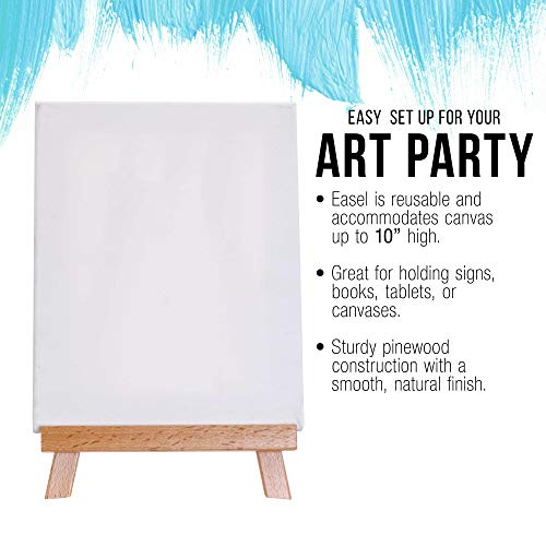 U.S. Art Supply 8" x 8" Stretched Canvas, 10.5" Small Wooden Tabletop Easel