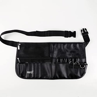 MSQ Makeup Brush Bag with Belt Cosmetic Brush Pouch Holder Organizer Multi Pocket Apron Pack with Adjustable Artist Belt Strap Large Capacity Great for Artist/Fashion Stylist (Brush Not Included)