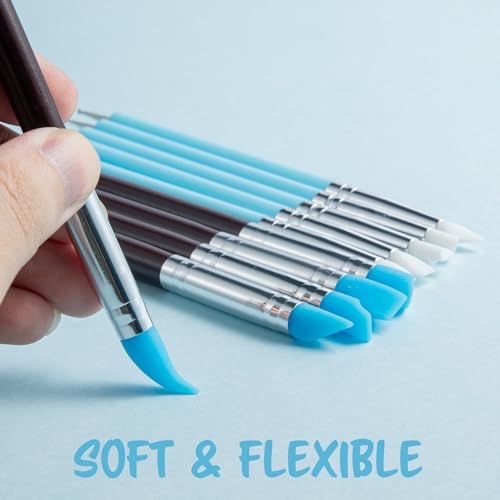UUSYCUN 10PCS Silicone Clay Sculpting Tool, 2-Way Clay Shaper & Sculpter Brushes Tools for Modeling, Dotting, Polymer Clay, Pottery Crafts, Nail Art, Rock, Blending, Drawing, Air Dry Clay, Ceramics - color: Silicone-10PCS