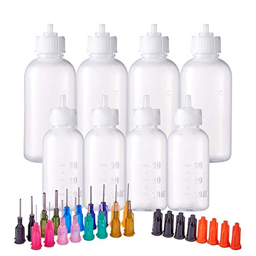 BENECREAT 8PCS Multi Purpose DIY Precision Tip Applicator Bottles 1/1.7 Ounce Needle Tip Glue Bottles with 8 Caps and 18 Tips for DIY Quilling, Craft Art Project, Glue, Oiler Bottle - color: 8 Bottles & 18 Tips, size: 1.7 Ounce