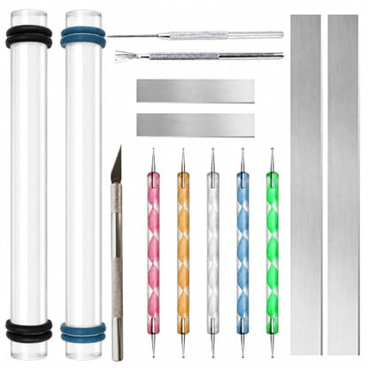 DIYOOHOMY 18 Pcs Polymer Clay Tools Kit, Rolling Pin with Thickness Rings - color: 14 Pcs