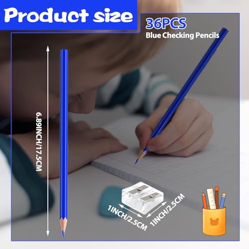 36 Pack Blue Colored Pencils for Kids, Pre-sharpened Art Pencils Back to School Supplies Set, Drawing Sketching Pencils for Students, Teachers, Classroom - color: blue