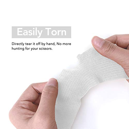 RISEN Cohesive Bandage 2” x 5 Yards, 6 Rolls, Self Adherent Wrap Medical Tape, Adhesive Flexible Breathable First Aid Gauze Ideal for Stretch Athletic - color: White, size: 6 Count (Pack of 1)