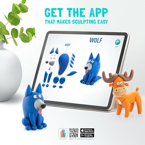 HEY CLAY Forest Animals - Claymate Hog - Air Dry Clay Kit 3 cans and Sculpting Tools with Fun Interactive Instructions App - color: Hog