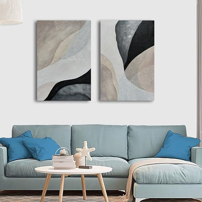 Art Hand-Painted Modern Abstract Oil Painting Textured Canvas Mural Home Wall Art Deco 36x24 inches x2 - color: Yi046