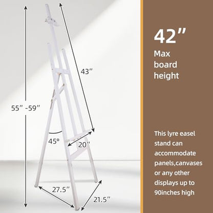 Falling in Art Adjustable Wooden Easel Stand for Painting&Display, White | Folding Art Easel for Display, Drawing, Wedding Sign and Poster, Suitable for Kids and Adults, Holds Up to 42" - style: White -1 Pack
