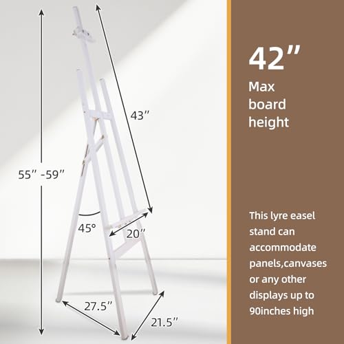 Falling in Art Adjustable Wooden Easel Stand for Painting&Display, White | Folding Art Easel for Display, Drawing, Wedding Sign and Poster, Suitable for Kids and Adults, Holds Up to 42" - style: White -1 Pack