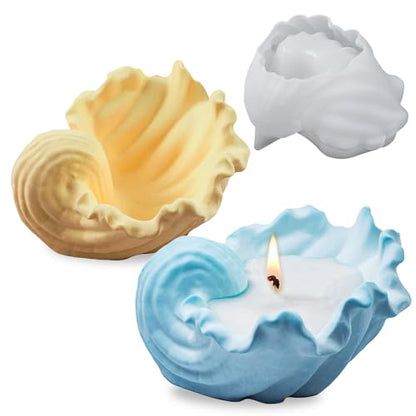 Wehous Unique Holder Resin Molds Silicone, Wave Shell Tray Silicone Mold, Bowl Epoxy Resin Casting Mold for DIY Jewelry Plate Candle Holder Candy Container Storage Craft Gift - color: Wave Shell Tray