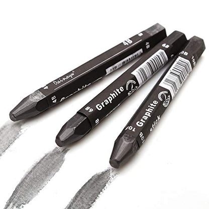 Graphite Stick Set - Water Soluble - 4B 6B 10B, Art Drawing Supplies for Sketch & Shading Pencils, Artist Sketching - 3 Pcs