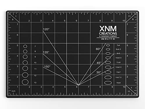 XNM Premium Self Healing Cutting Mat - 8 Inches by 11 inches - A4, 3 Layer Quality PVC Construction - Dual Sided, Imperial and Metric Grid Lines - Perfect for Cutting, Sewing, and Crafts - size: 11"L x 8"W