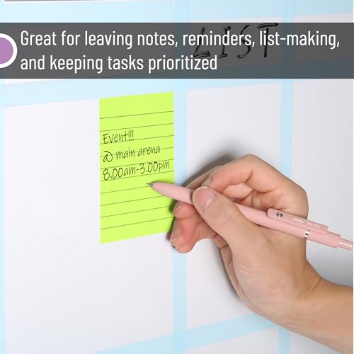 Mr. Pen- Lined Sticky Notes, 3" x 4", 6 Pads, 60 Sheets/Pad | Sticky Notes with Lines, Ruled Post Stickies, Memo Pads, Self-Stick Note Pad for Office, School, Home, Study - color: Vibrant, size: 3 x 4 inches, 6 Pads