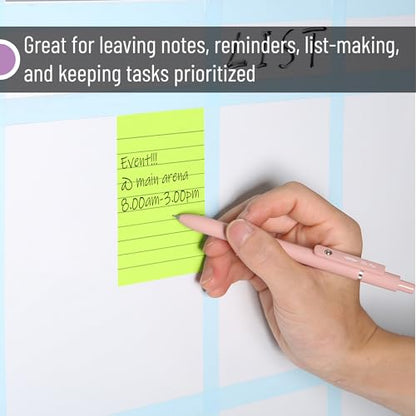 Mr. Pen- Lined Sticky Notes, 3" x 4", 6 Pads, 60 Sheets/Pad | Sticky Notes with Lines, Ruled Post Stickies, Memo Pads, Self-Stick Note Pad for Office, School, Home, Study - color: Vibrant, size: 3 x 4 inches, 6 Pads