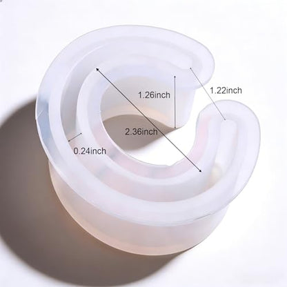 2 Pcs C-Shaped Open Cuff Bangle Bracelet Silicone Mold - Jewelry Making Mold for Resin, Epoxy, Casting, DIY Crafting, Clear Round Bracelet Mold for Women's Handmade Accessories