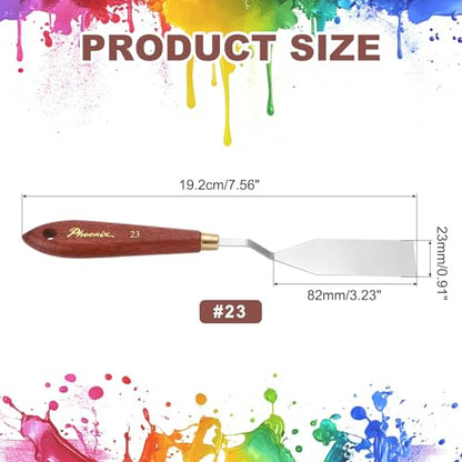 MECCANIXITY Pack of 1 Palette Knife No.23, 7.6" Long Palette Knives with Stainless Steel Flexible Spatula Pallet Knife and Wood Handle for Scraping, Mixing, Oil Acrylic Painting Canvas - style: No.23