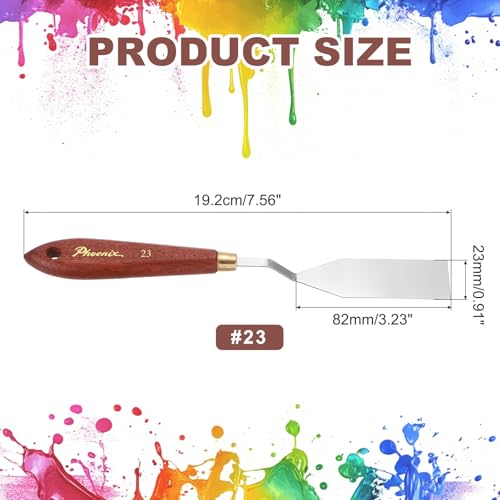 MECCANIXITY Pack of 1 Palette Knife No.23, 7.6" Long Palette Knives with Stainless Steel Flexible Spatula Pallet Knife and Wood Handle for Scraping, Mixing, Oil Acrylic Painting Canvas - style: No.23