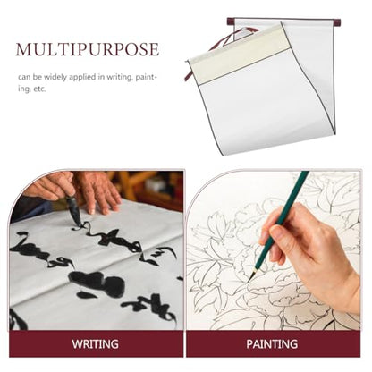 EXCEART Chinese Calligraphy Scroll 3pcs Blank Rice Paper Scrolls Painting Supply for Calligraphy Drawing Handmade White Four Feet Scrolls - color: White