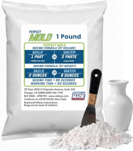 Perfect Mold Alginate Molding Material, Non-Toxic Mold Making Powder for Life Casting, Hand Casting, Baby Footprints, Face & Body Molds, USA Made, 1 lb Bag - size: 1Lb