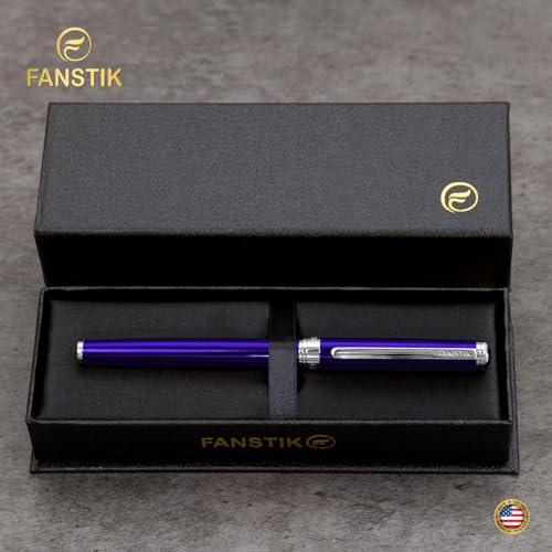 FANSTIK Blue Luxury Rollerball pen, fancy gift set for women, Chrome Finish, Professional executive pen gift set for men (Lux Rollerball Blue) - color: C RollerBall Blue