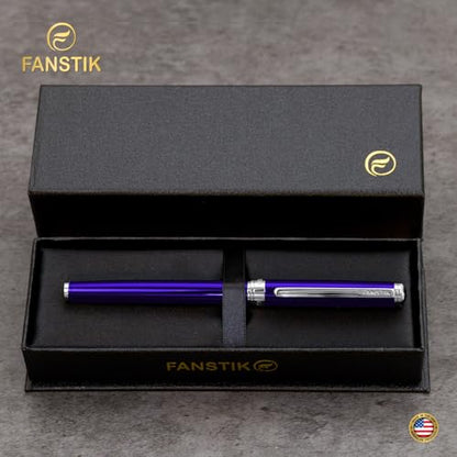 FANSTIK Blue Luxury Rollerball pen, fancy gift set for women, Chrome Finish, Professional executive pen gift set for men (Lux Rollerball Blue) - color: C RollerBall Blue