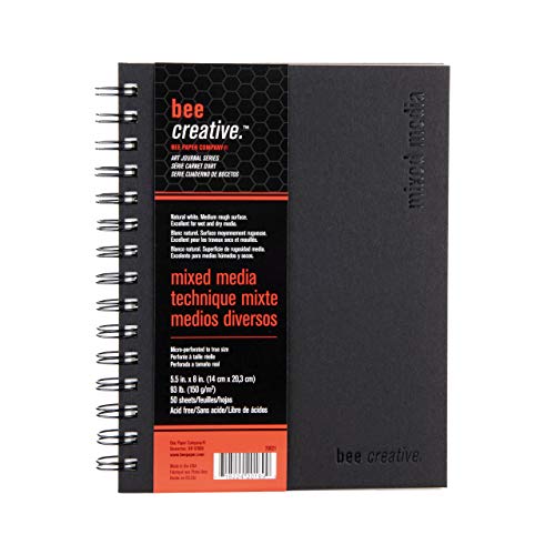Bee Paper - 5.5" x 8" Creative Mixed Media Art Journal - size: 5-1/2-inch x 8-inch, 50 Sheet Art Journal, style: Mixed Media Art Journal