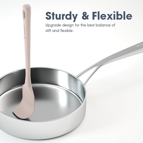 ChefAide 5 Pieces Silicone Spatula Set, Food Grade Rubber Spatula, Upgrade Strong Handle with Ergonomic Grip, Heat Resistant Up to 600°F for Nonstick Cookware, Cooking - color: Beige, size: 5 pieces
