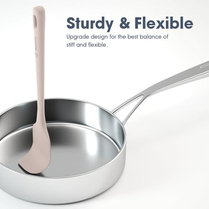 ChefAide 5 Pieces Silicone Spatula Set, Food Grade Rubber Spatula, Upgrade Strong Handle with Ergonomic Grip, Heat Resistant Up to 600°F for Nonstick Cookware, Cooking - color: Beige, size: 5 pieces