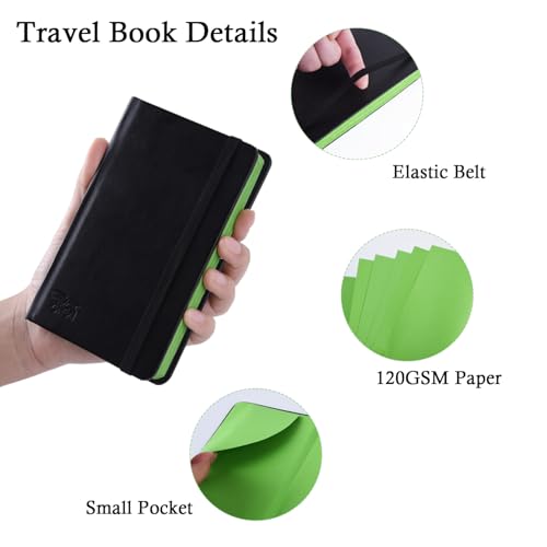 Small Premium Green Art Sketchbook,5.7 x 3.54 inches Mixed Media Notebook,34 Sheets 120 GSM Acid-Free Folding Drawing Papers, Hardcover Pocket Journal Sketchbook for All Artists - color: 120gsm-folding paper green