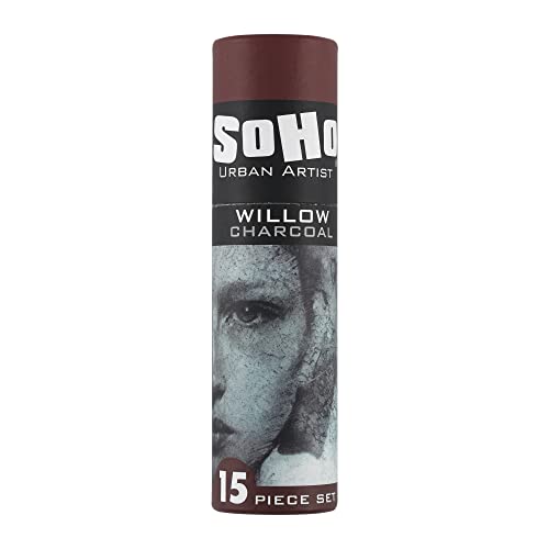 Soho Urban Artist Willow Charcoal - Drawing Charcoal for Artists, Students, Blending, Live Figure Drawing, & More! - [Black - Set of 15] - size: 15 Count (Pack of 1)