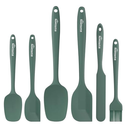 NileHome 6 Pieces Silicone Spatula Set with Silicone Brush,Mixing-Green - color: Green