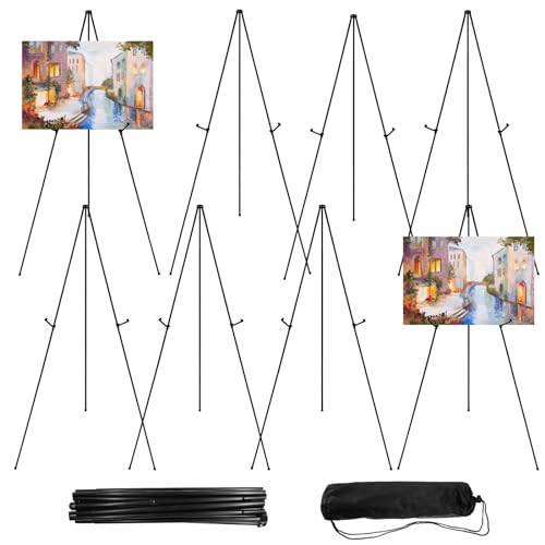 JEAWIWI 8 Pcs Lightweight Easel Stand, 66 Inch, Black, with Carry Bags - color: Black, size: 8 PCS