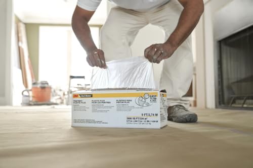 3M Hand-Masker Painter's Plastic Plus, 9 x 400-Feet, MFB-9 | Masking Film, Protects Surface From Paint Splatters, Drips, Roller Mist or Spray, Lacquer and Solvent Resistant