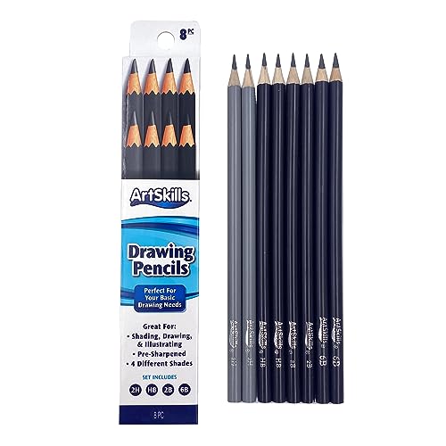 ArtSkills Sketch Pencils for Drawing, Graphite Art Pencil Set for Sketching & Shading, 8pc - size: 8 Count (Pack of 1)