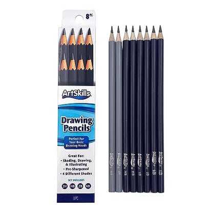 ArtSkills Sketch Pencils for Drawing, Graphite Art Pencil Set for Sketching & Shading, 8pc - size: 8 Count (Pack of 1)