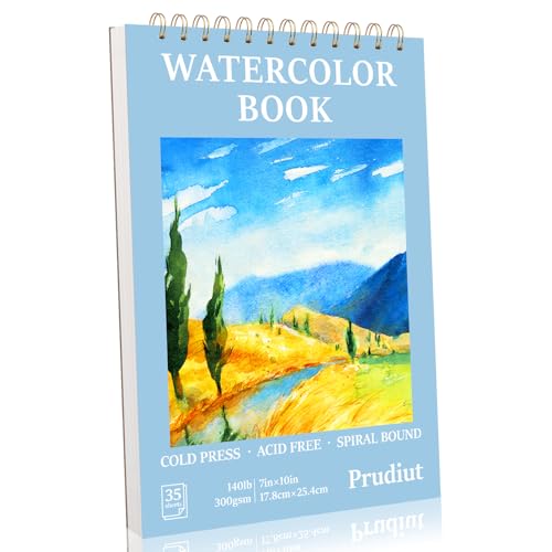 Watercolor Paper Pad 7x10 in, 35 Sheets, 140 Lb Cold Press, Spiral - size: 7x10 Inch