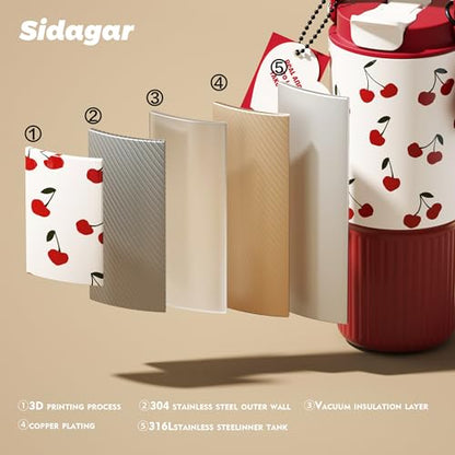 26 oz Insulated Stainless Steel Tumbler with Straw & Handle Red - color: Cherry Red