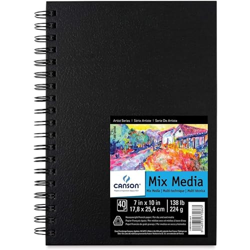 Canson Artist Series Mixed Media Book, Side Wire Bound, 7x10 inches, 40 Sheets - Lay Flat Art Notebook for Painting, Sketching, Drawing - size: 7"X10"