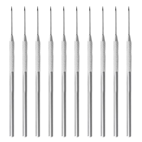 DIYOOHOMY 10 Pcs Clay Needle Tool Set, Metal Pin Polymer Air Dry Clay Sculpting Tools for Pottery Carving Scoring Dotting Modeling, Ceramic Detail DIY Craft Supplies - color: White-5