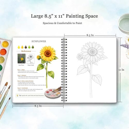Watercolor Workbook for Beginners, Traceable Flower Outlines