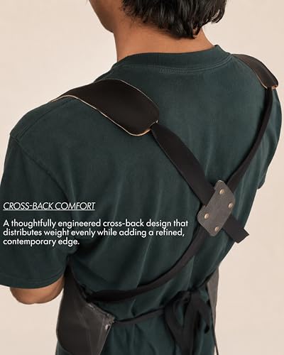 Professional Work Apron for Men & Women – 100% Cotton with waterproof Membrane, Cross Back Straps - color: Slate Grey