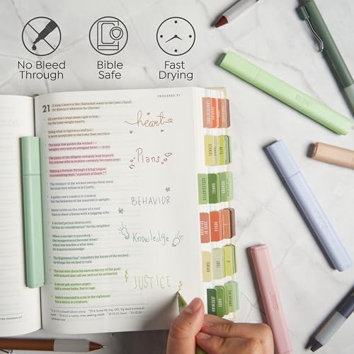 BLIEVE - Aesthetic Highlighters and Gel Pens With Soft Ink and Chisel Tip, Bible Highlighters and Pens No Bleed, Dry Fast Easy to Hold, for Bible Journaling Planner School Supplies (EARTHY) - color: EARTHY