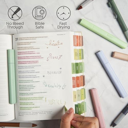 BLIEVE - Aesthetic Highlighters and Gel Pens With Soft Ink and Chisel Tip, Bible Highlighters and Pens No Bleed, Dry Fast Easy to Hold, for Bible Journaling Planner School Supplies (EARTHY) - color: EARTHY