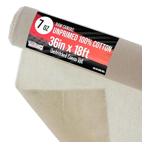 U.S. Art Supply 7-Ounce Unprimed Canvas Roll, 36" Wide x 18' Long (6 Yards) - size: 36-Inch-x-6-Yards