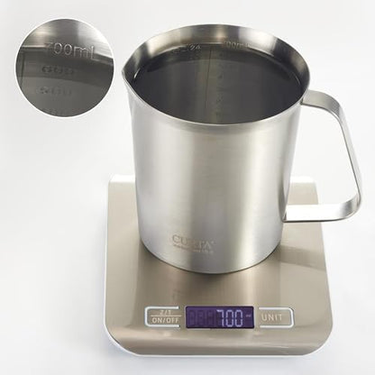 18/8 Stainless Steel Measuring Cup with Handle and Pour Spout, Commercial Kitchen Food Prep Pitcher for Restaurant, Bakery, Cooking and Ingredient Measuring, 24 OZ (3 Cup, 700 ML) - color: Flat Handle, size: 24 OZ (3 Cup, 700 ML)