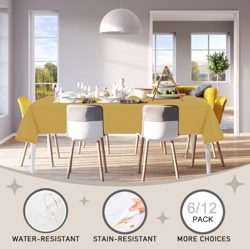 D&Z 6 Pack Gold Disposable Plastic Tablecloth 54"x108" Table Cover - color: Gold, size: 6 Pack 54"×108" Rectangle